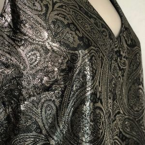 Metallic Gold & Olive Green Paisley Sleeveless top